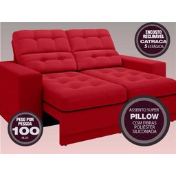 Sofá Jobim 1,70m Assento Retrátil e Reclinável Velosuede - NETSOFAS - 2