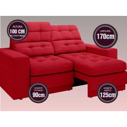 Sofá Jobim 1,70m Assento Retrátil e Reclinável Velosuede - NETSOFAS - 3