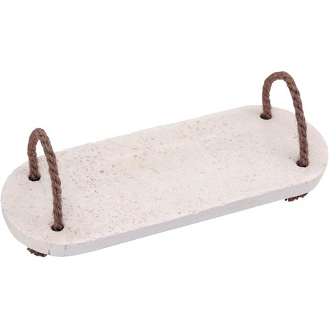 Bandeja Decorativa de Marmore Branco 1x12x30cm Servir Mesa Organizar Café