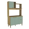 Cozinha Compacta Balcão e Armário Microondas 120cm Mel/verde - 1
