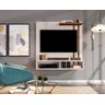 Conjunto Painel para TV 32 Polegadas + Mesas Decorativas - Delta - Off White/Freijó - Mania de Móvei - 3