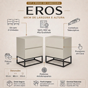 Ver imagem 2 de Kit Mesa Cabeceira Eros Estilo Industrial 60cm Moderna Casal Off Preto