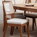 Ver imagem 2 de Conjunto com 2 Cadeiras de Madeira Maciça Estofada com Palhinha Saga - Natural C/ Linho Mescla Cru