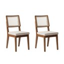 Ver imagem 1 de Conjunto com 2 Cadeiras de Madeira Maciça Estofada com Palhinha Saga - Natural C/ Linho Mescla Cru