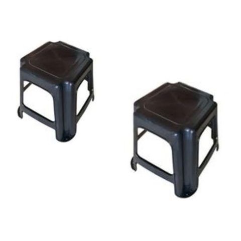 Kit 2 Banco Plástico Banquinho Preto Infantil 34cm