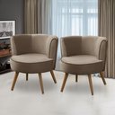 Ver imagem 1 de Kit 2 Poltronas para Sala Decorativa Bela Suede Cappuccino Rover & Beato