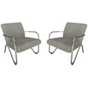 Ver imagem 1 de Kit 2 Poltronas Decorativa Bela Linho Bege Braço Cromado Mz Decor