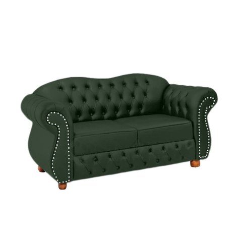 Sofá Chesterfield Merlo 2 Lugares 2,30 - Veludo Verde Musgo / Decoração, recepção, sala tv estar