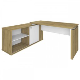 Mesa Escrivaninha Smart 1 Porta 2 Prateleiras Olmo/branco - Artany - 2