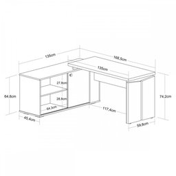 Mesa Escrivaninha Smart 1 Porta 2 Prateleiras Olmo/branco - Artany - 3