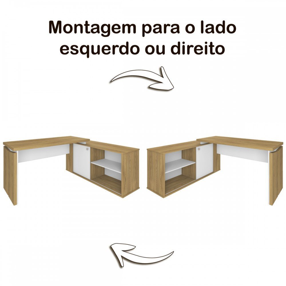 Mesa Escrivaninha Smart 1 Porta 2 Prateleiras Olmo/branco - Artany - 4