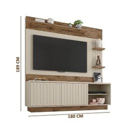 Estante para Sala TV 65 Polegadas Clap Jatoba Off White Caemmun - 4