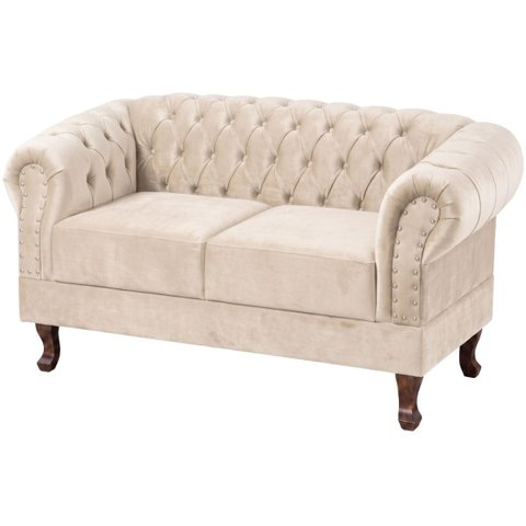 Namoradeira Chesterfield Duque 2 Lugares em Veludo:Veludo Cru