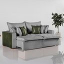 Ver imagem 4 de Sofá Cama Verona 4 Lugares Retrátil e Reclinável 240cm Cinza e Verde Rei de Casa