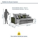 Ver imagem 2 de Sofá Cama Verona 4 Lugares Retrátil e Reclinável 240cm Cinza e Verde Rei de Casa
