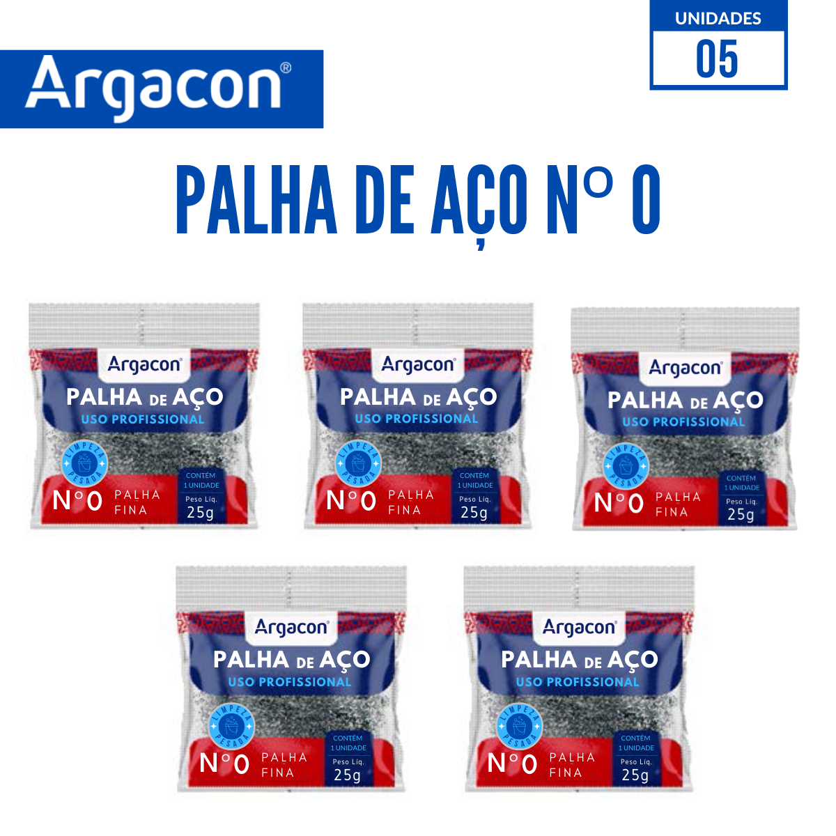 Palha de Aço Número 0 Argacon Profissional Kit 5 Unidades - 4