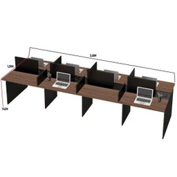 Mesa Escritório Plataforma 8 Lugares 3,60x1,20 com Caixa de Tomadas Atacadão Dos Moveis - 4