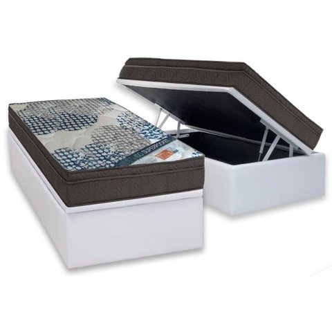 Cama Box Baú Solteiro: Colchão Molas Superpocket Ensacadas Ortobom Iso + Base Crc Courano White (