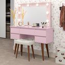 Ver imagem 2 de Penteadeira com Espelho 5 Gavetas Pés Palito Camarim Strass Rosa - Patrimar