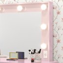 Ver imagem 3 de Penteadeira com Espelho 5 Gavetas Pés Palito Camarim Strass Rosa - Patrimar