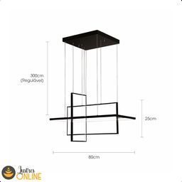 Luminária Pendente 80cm 112w 3000k Modermo 8960lm Ip20 Bivolt Preto Lumier - 5
