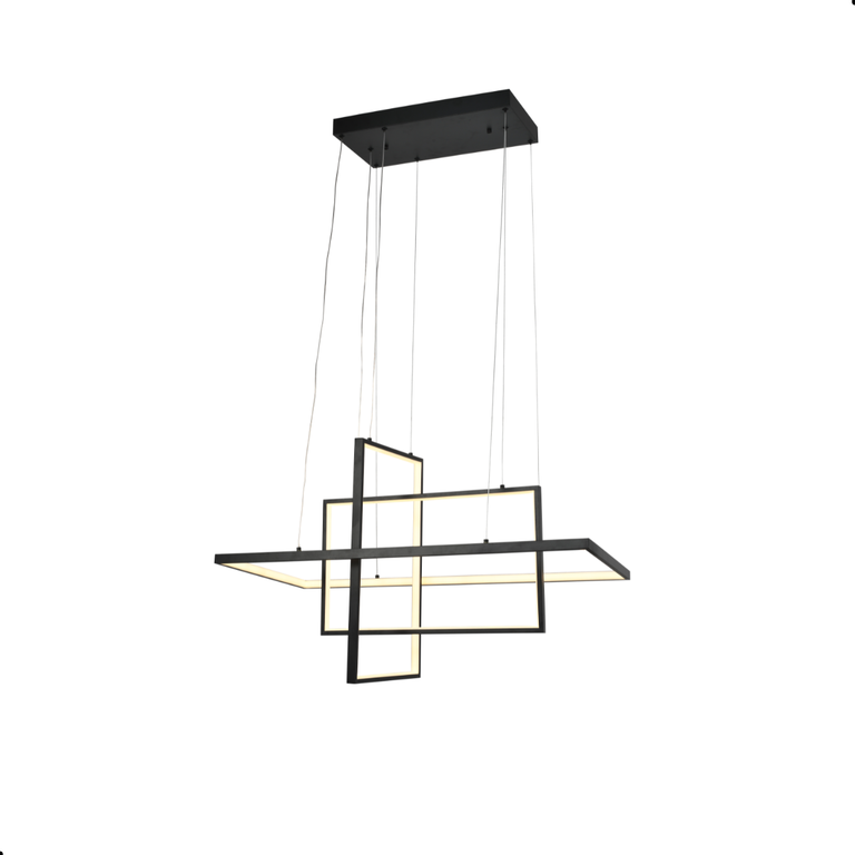 Luminária Pendente 80cm 112w 3000k Modermo 8960lm Ip20 Bivolt Preto Lumier