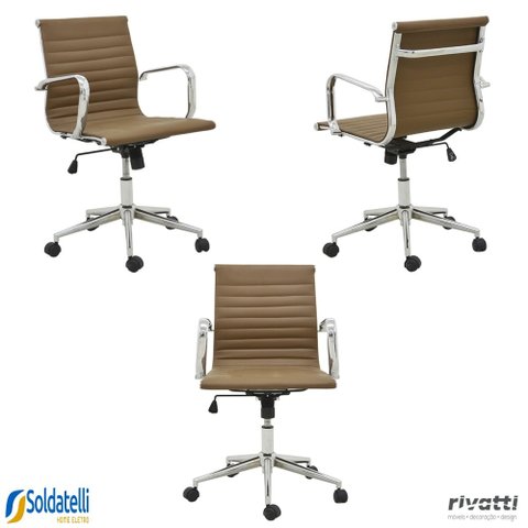 Kit 3 Cadeiras Office Sevilha Pu Baixa Várias Cores - Rivatti