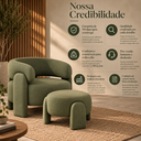 Ver imagem 5 de Poltrona com Puff Moderna Orgânica em Linho Verde Oliva Confortável Anatômica Linha Premium Sala Qua