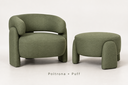Ver mais imagens de Poltrona com Puff Moderna Orgânica em Linho Verde Oliva Confortável Anatômica Linha Premium Sala Qua