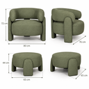Ver imagem 7 de Poltrona com Puff Moderna Orgânica em Linho Verde Oliva Confortável Anatômica Linha Premium Sala Qua