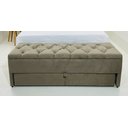 Ver imagem 1 de Puf Baú (estofada) Sapateiro com Gaveta Tamanho King 195x50x45cm Cor Bege - Veludo Suede Liso