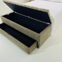 Ver imagem 3 de Puf Baú (estofada) Sapateiro com Gaveta Tamanho King 195x50x45cm Cor Bege - Veludo Suede Liso