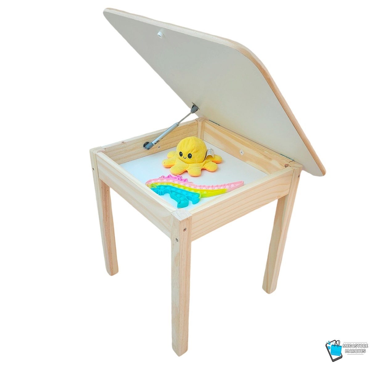 Conjunto Mesa Baú e Cadeira Infantil de Madeira Maciça Resistente - 10