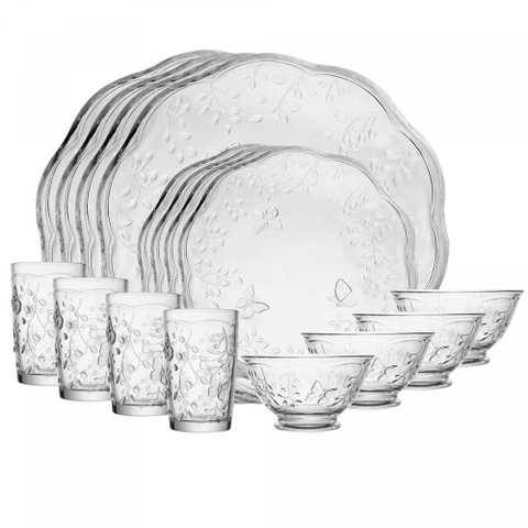 Jogo de Jantar 16 Peças New Butterfly Cristal Ecológico