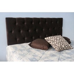 Cabeceira Estofada Solteiro com Botões 90x50cm Marrom Escuro - 1