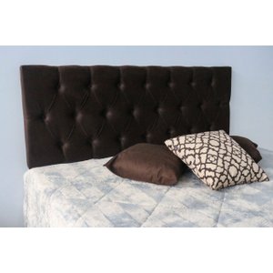 Cabeceira Estofada Solteiro com Botões 90x50cm Marrom Escuro