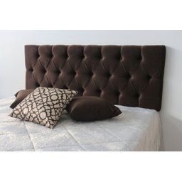 Cabeceira Estofada Solteiro com Botões 90x50cm Marrom Escuro - 2