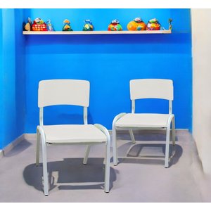 Kit 2 Cadeiras Infantil Iso Branca Brinquedoteca Escolas Ecomhome