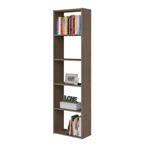 Estante Boss Moderno 4 Prateleiras 5 Nichos MDP Marrom 45cm Plata Móveis
