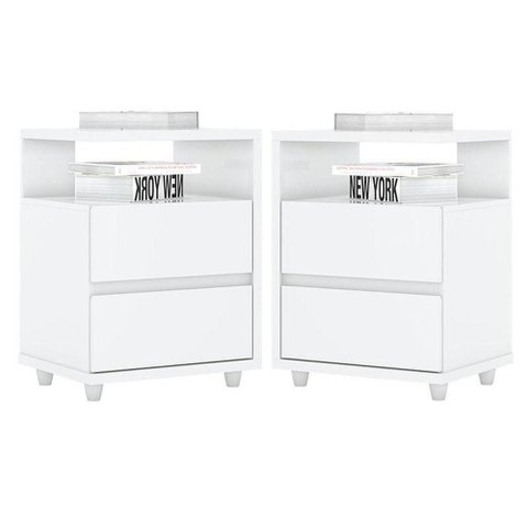 Kit 2 Mesas de Cabeceira Lacy Branco ? Henn