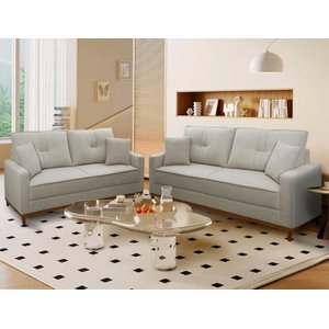 Conjunto Sofá Living 3 e 2 Malibu Bouclê 1,50/2,30m - King House