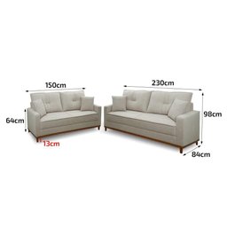 Conjunto Sofá Living 3 e 2 Malibu Bouclê 1,50/2,30m - King House - 3