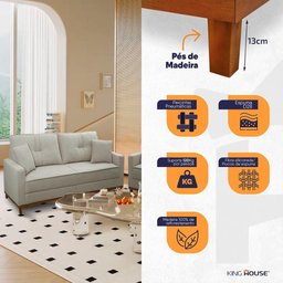Conjunto Sofá Living 3 e 2 Malibu Bouclê 1,50/2,30m - King House - 2