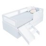 Bicama Solteiro Mdf Branco com Escadinha/escorrega 03 Grades e Cabeceira Telinha Anatômica - 3