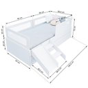 Ver imagem 4 de Bicama Solteiro Mdf Branco com Escadinha/escorrega 03 Grades e Cabeceira Telinha Anatômica