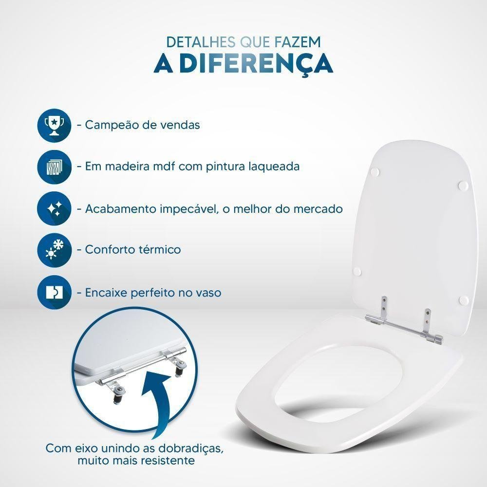 Assento Sanitário Laqueado Monte Carlo Branco para Vaso Deca - 5