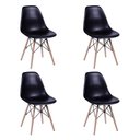 Ver imagem 4 de Conjunto De Mesa Eames Eiffel Retangular 120x75 Tampo De Madeira Branco Com 4 Cadeiras Pretas