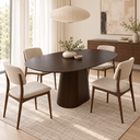 Ver imagem 1 de Mesa de Jantar Ovalada 130x80cm - MDF Tabaco