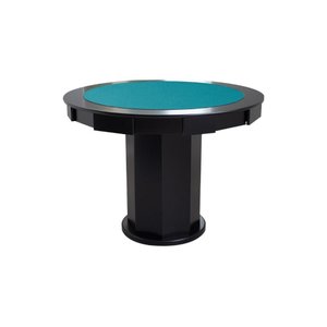 Mesa de Carteado com Gavetas e Porta Copos - 0,90x0,80 - com Xadrez - Azul Petróleo