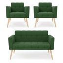 Ver imagem 1 de Kit 1 Sofá Namoradeira e 2 Poltronas Elisa Suede Pés Palito Castanho - D’Rossi Verde
